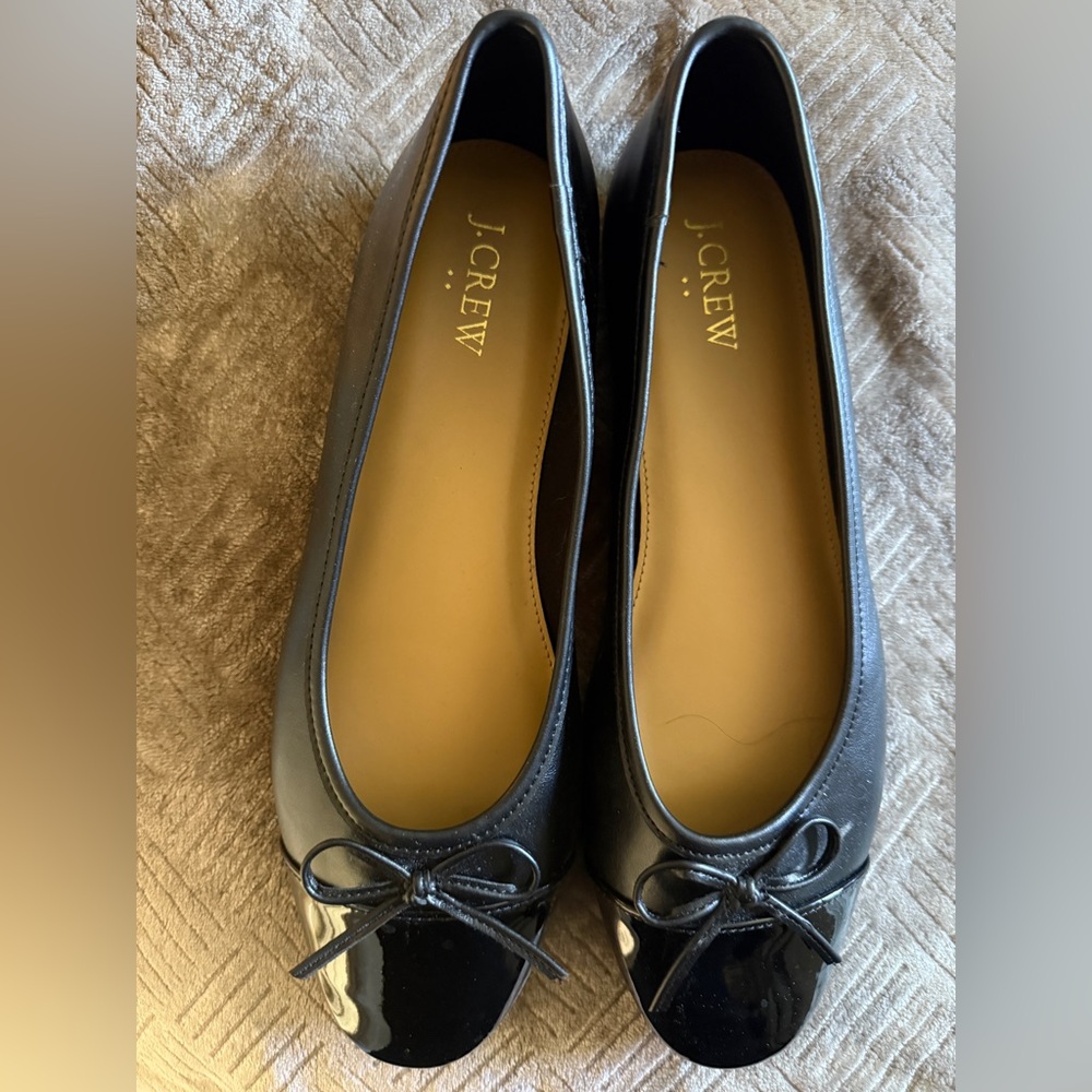 J. Crew Elegant Black Flats with Bow Detail